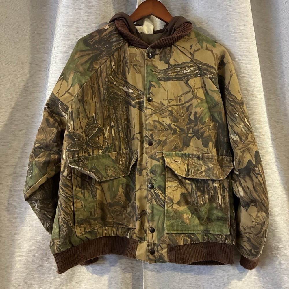 RealTree Jacket Adult Brown Canvas Workwear USA Made Hunting Hood Men